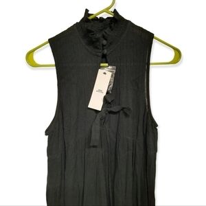 Urban Outfitters Cottage Core Annabelle Ruffle Neck Midi Gauze Dress Black New